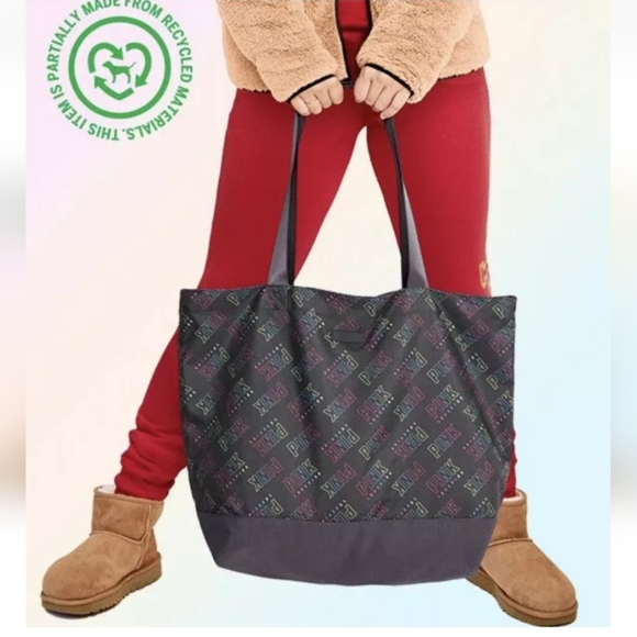 Pink victoria's secret black weekender large tote - Picture 1 of 7